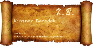 Kintner Benedek névjegykártya